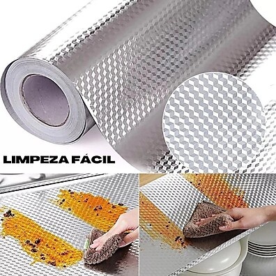 Adesivo Metálico 3D Prateado à Prova D'Água para Bancadas e Armários