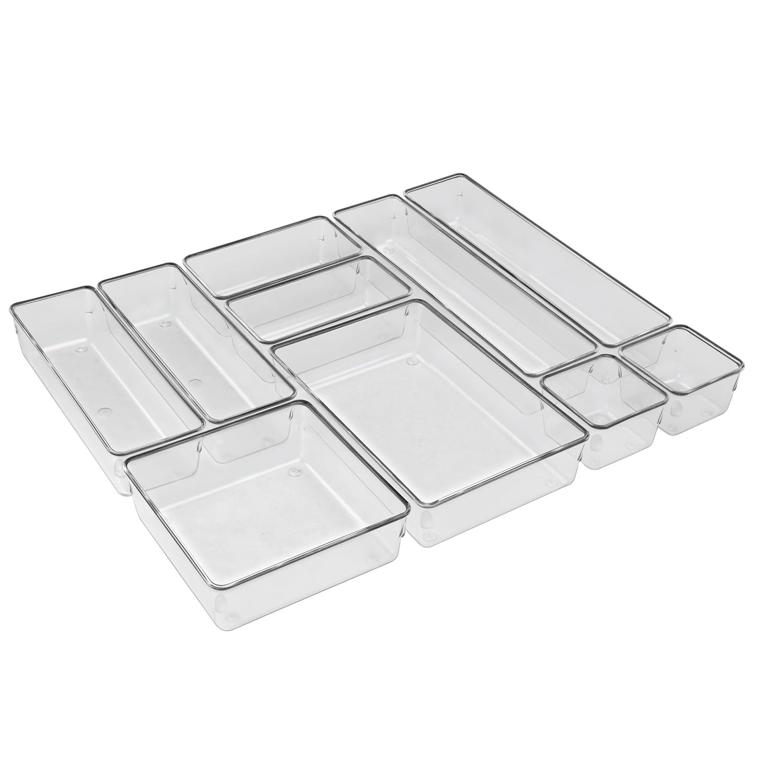 Acrimet Organizador Modular para Gavetas, Bancadas e Armários - Kit com 10 Potes Transparentes Sortidos