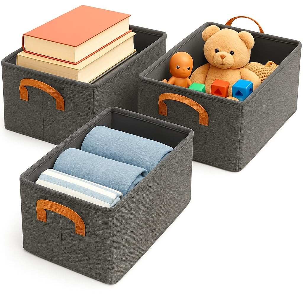 Kit 3 Caixas Organizadoras Dobráveis 26L Nylon Resistente Lavável - Armazenamento Moderno e Prático
