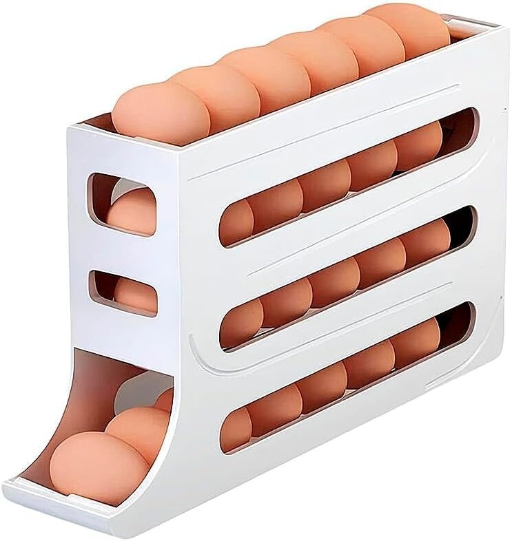 Organizador de Ovos 4 Andares com Dispenser – Armazene até 30 Ovos com Estilo e Praticidade