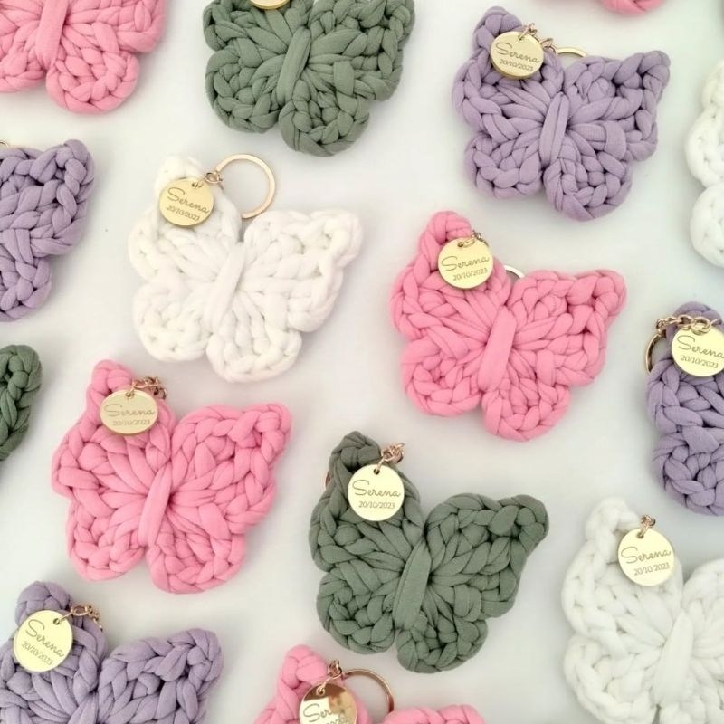 Chaveiro Borboleta em Crochê – Lembrancinha de Bebê Artesanal