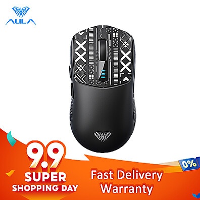 AULA SC580 Mouse Sem Fio – 10000 DPI, 6 Velocidades e Bateria de 500mAh