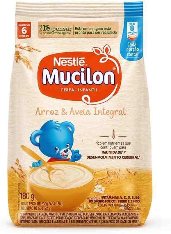 Mucilon Arroz e Aveia Sachet 180g