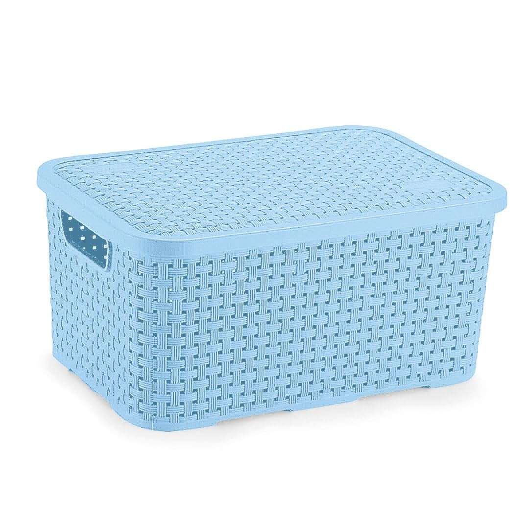 Cesto Organizador Rattan Azul Baby M - Design Elegante e Prático para Casa
