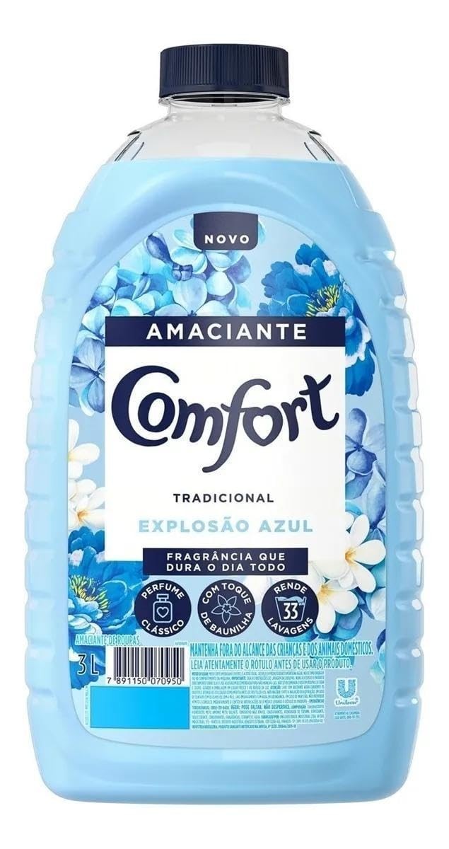 Amaciante Comfort Explosão Azul Toque de Baunilha 3L - Maciez e Fragrância Duradoura