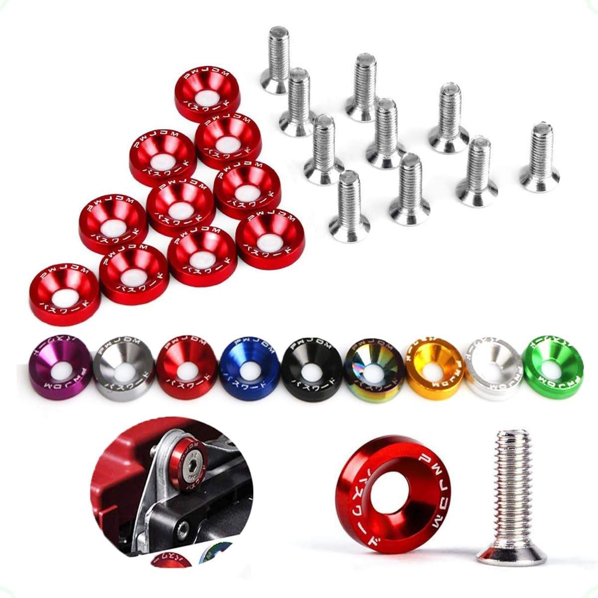 Kit 10 Parafusos M6 Anodizados Azul com Arruela - Tuning e Personalização Automotiva