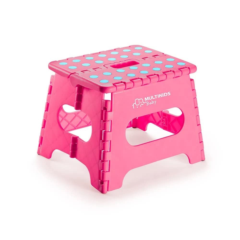 Banquinho Multiuso Dobrável Flop Rosa - Assento Infantil Versátil e Compacto da Multikids Baby