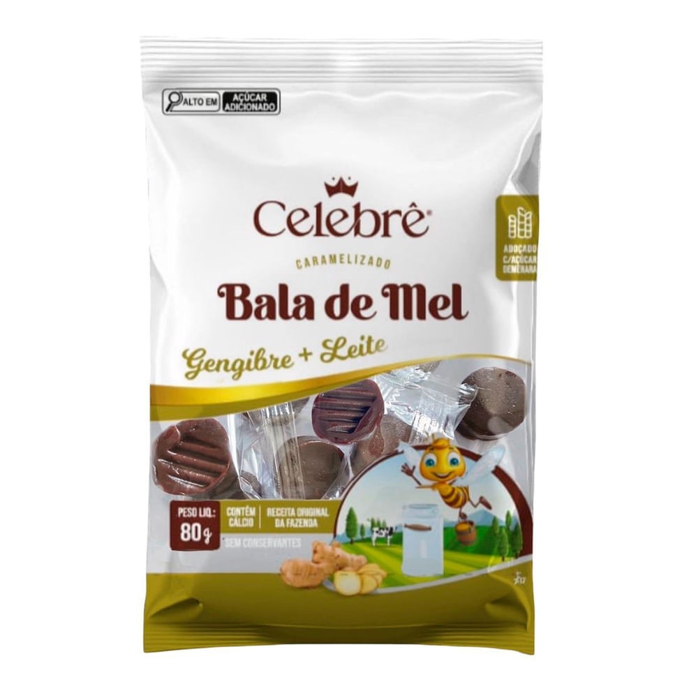 Bala de Mel Celebrê: Gengibre e Leite 80g