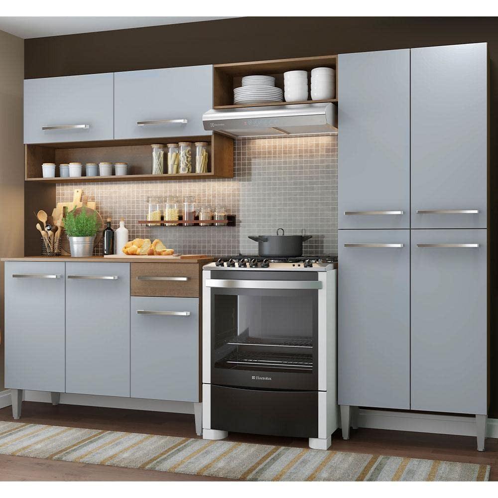 Cozinha Compacta Madesa Emilly Pop com Armário e Balcão - Rustic/Cinza | Design Moderno e Funcional
