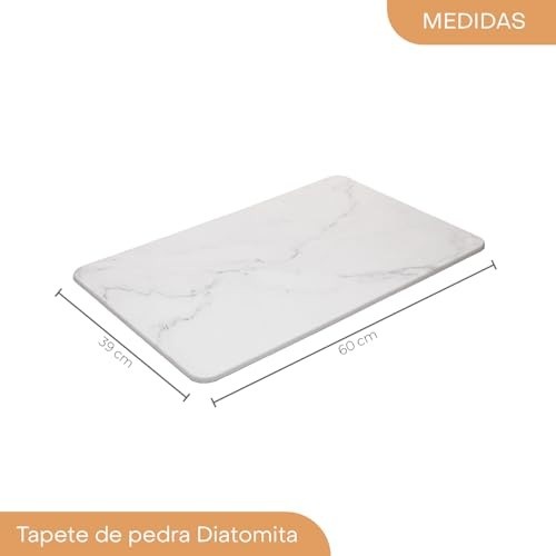 Tapete de Banheiro em Pedra Diatomita Marmorizado 60x39cm - Absorção Instantânea e Design Elegante