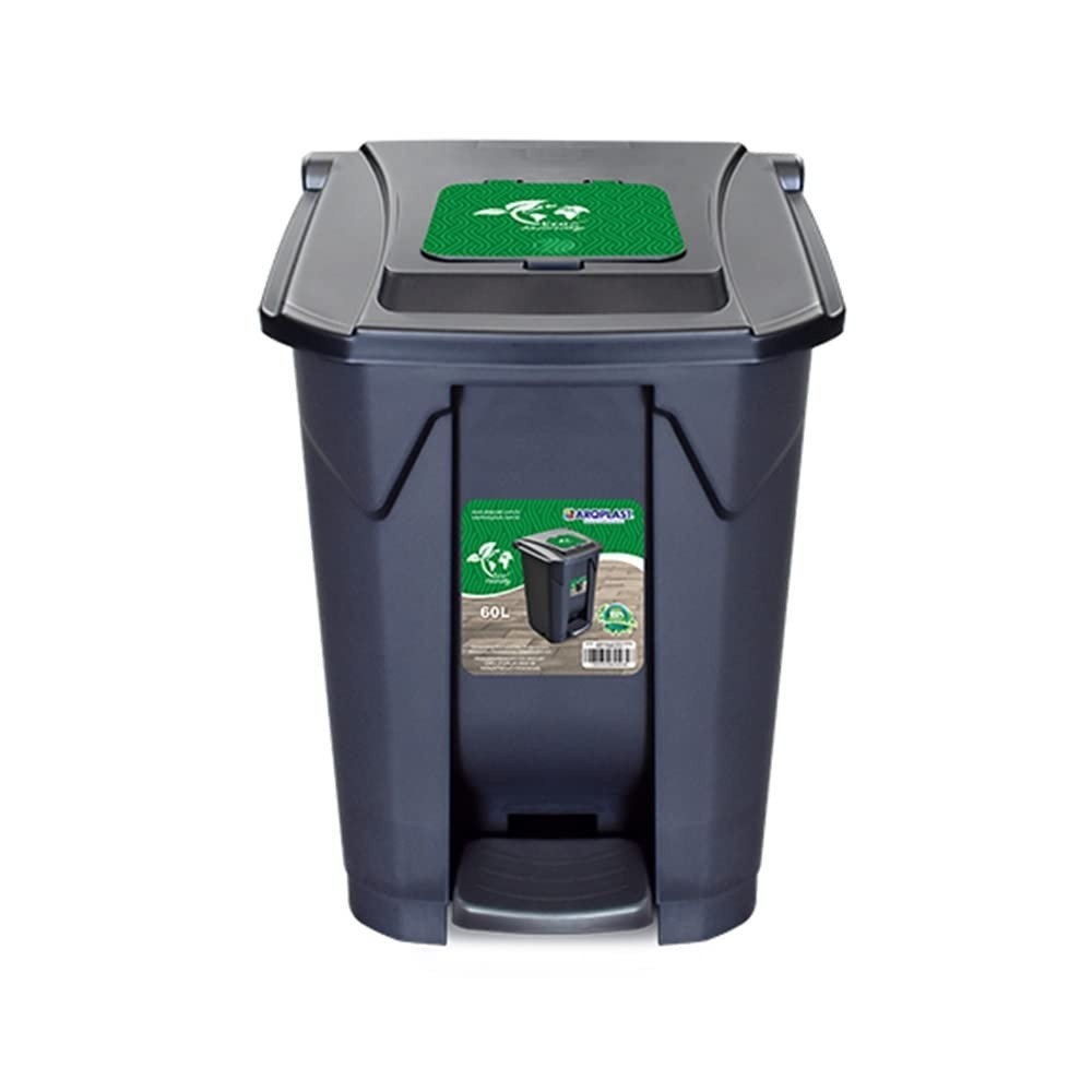 Lixeira 60L com Pedal e Rodas - Tampa Click Moderna e Prática para Cozinha e Banheiro