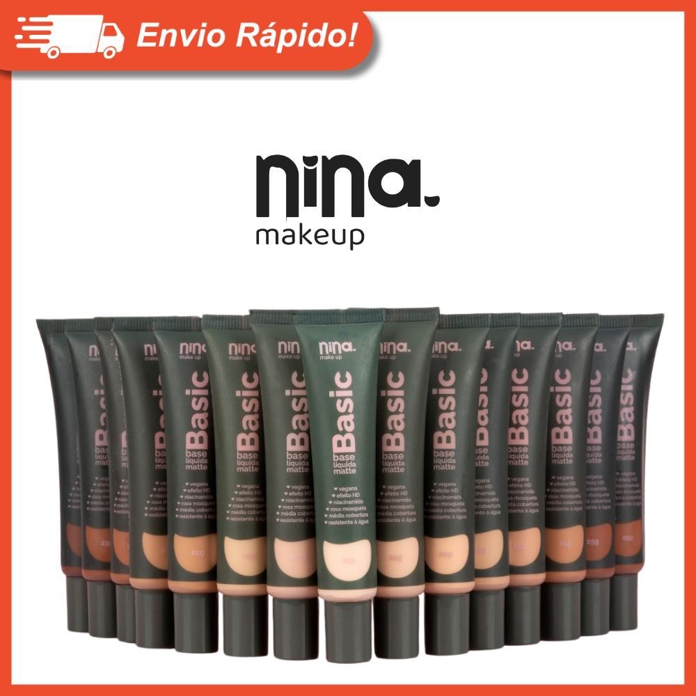 Base Líquida HD Nina Makeup: Longa Duração e Tratamento para Todos os Tipos de Pele