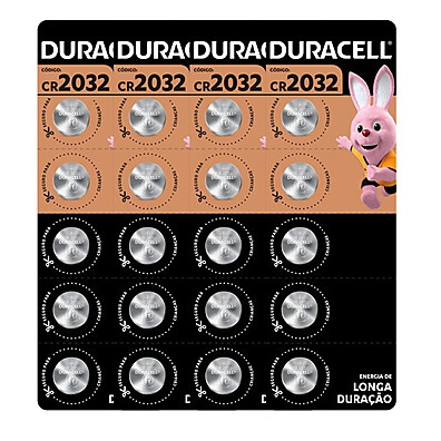 Bateria de Lítio 2032 Duracell – 20 Unidades com 10 Anos de Validade