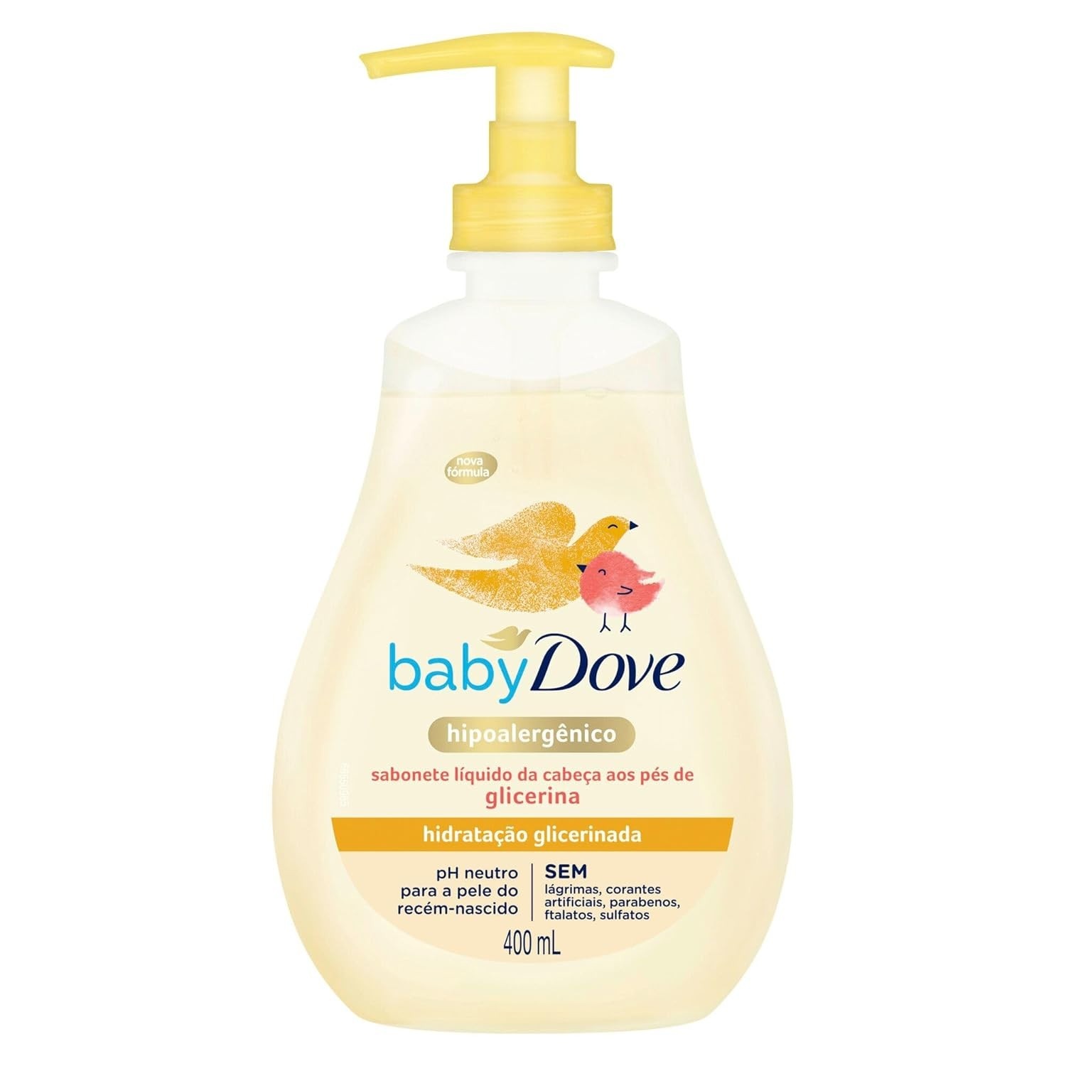 Baby Dove Sabonete Líquido Hidratação Glicerinada 400ml - Fórmula Suave para Pele Sensível do Bebê