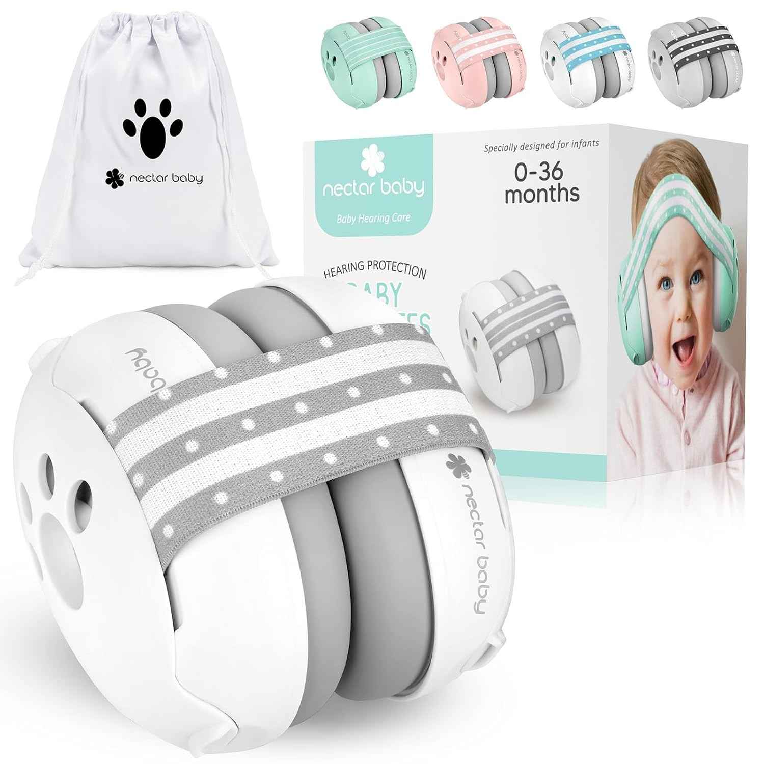 NECTAR BABY - Protetores Auriculares com Cancelamento de Ruído para Bebês até 36 Meses | Proteção Auditiva Confortável e Segura para Viagens