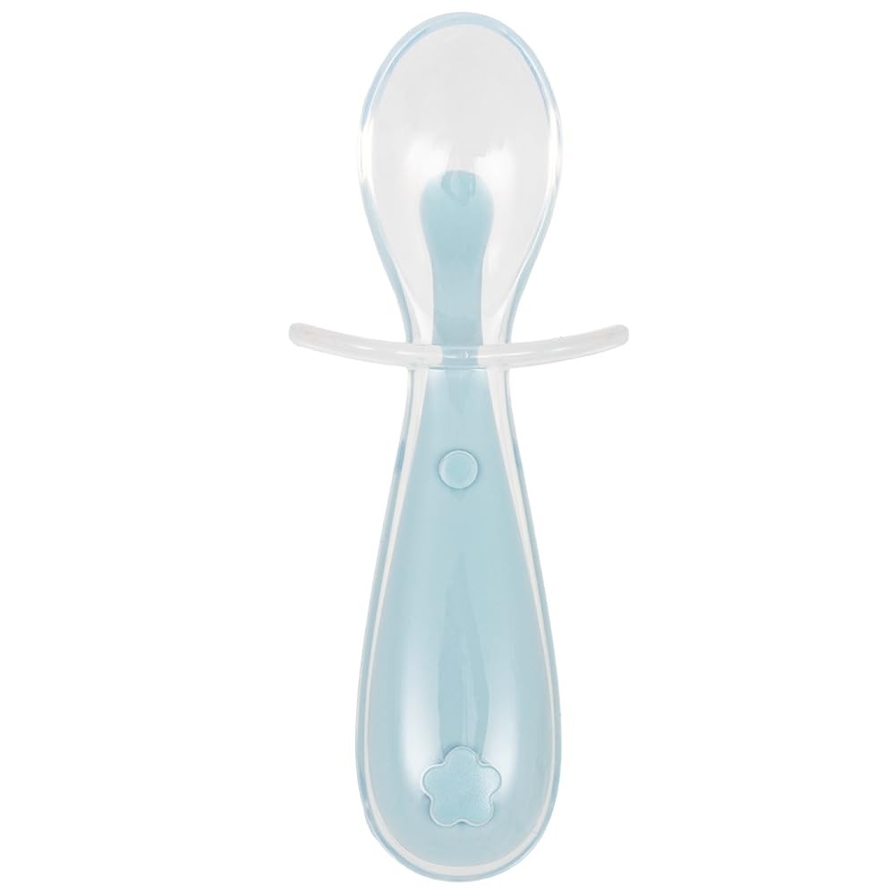 Colher em Silicone Azul Segura e Ergonômica para Bebês - Buba