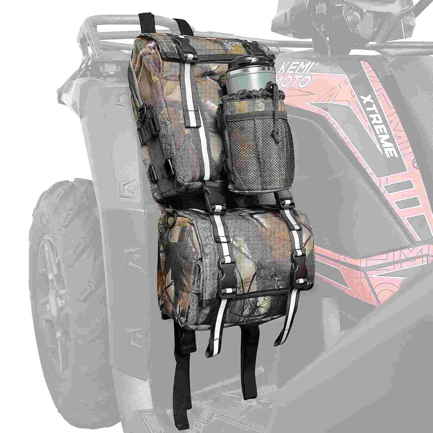 KEMIMOTO Bolsa de Para-choque ATV: Armazenamento Impermeável Expandido com Suporte para Bebidas
