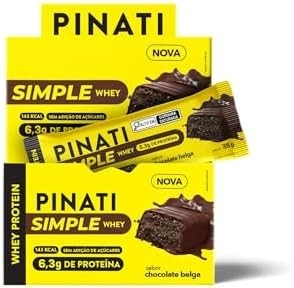 PINATI Barra de proteina SimpleWhey Chocolate Belga - 6,3g de proteina - 16 unidades