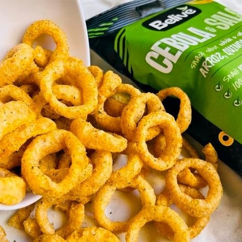 Belive Display Snack De Arroz Sabor Cebola E Salsa Sem Glúten Sem Leite 35G - Caixa Com 20 Unidades