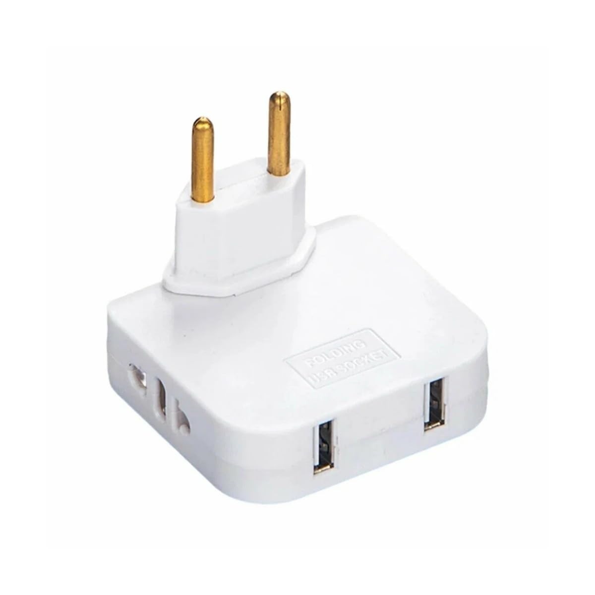 Adaptador Tomada Benjamin Articulado Flexível Bivolt 4 Entradas + 2 USBs - Portátil e Essencial para Viagens