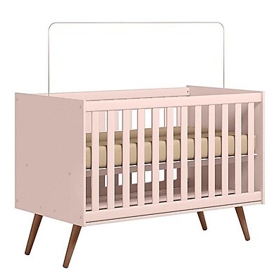 Berço Retrô Rosa Qmovi: Conforto e Segurança!