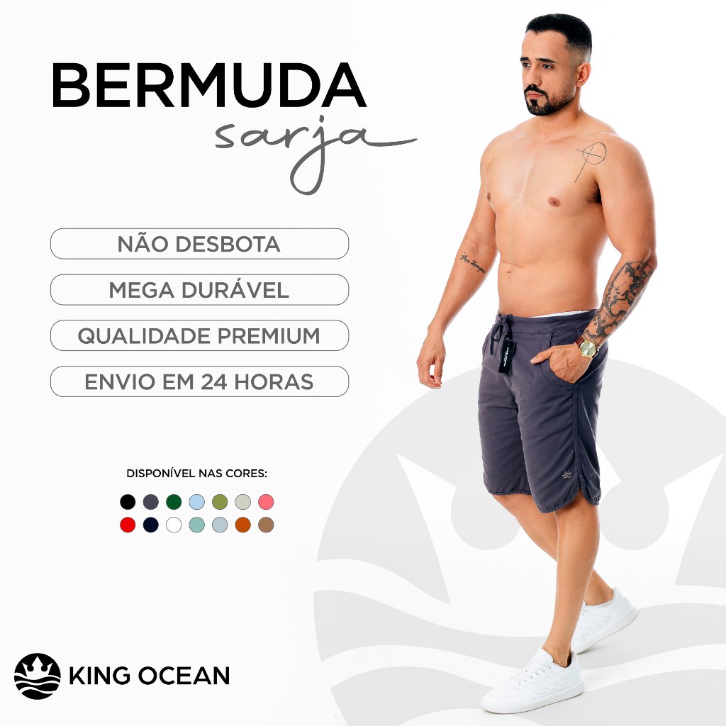 Bermuda Sarja Masculina Premium com Cadarço – Envio Imediato
