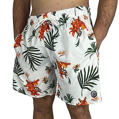 Bermuda Shorts Surftrip Floral Branco – Estilo e Conforto