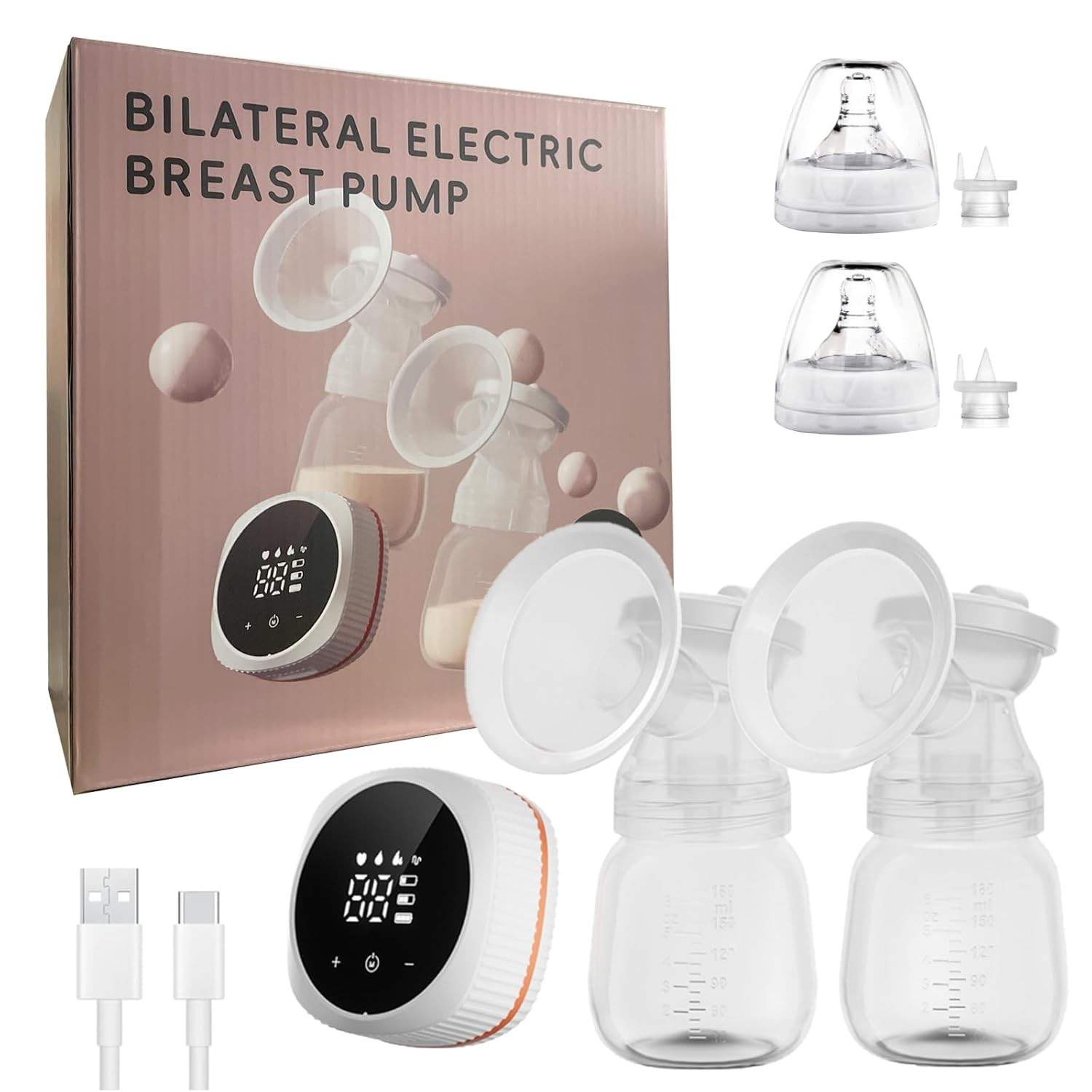 Bomba de Tirar Leite Elétrica Bilateral Momcozy - 4 Modos, 15 Velocidades, Recarregável, Silenciosa