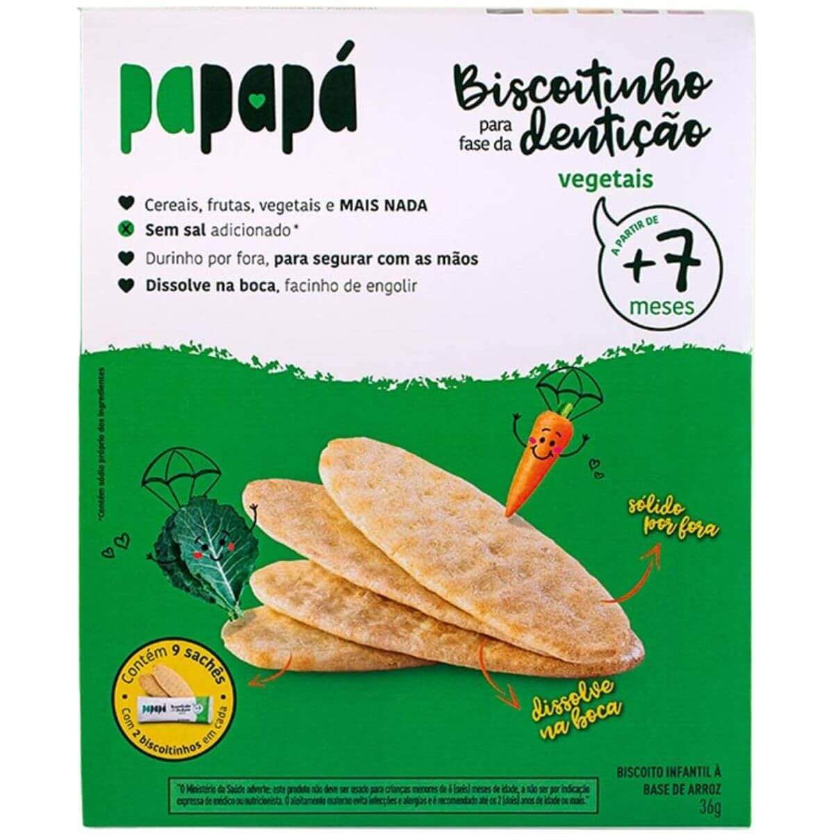 Biscoitinho Papapá para Dentição com Sabor de Vegetais - 36g