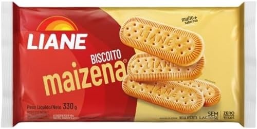 Biscoito Maizena Sem Lacotse Zero Gorduras Trans Liane 330g - Kit Com 2 Unidades