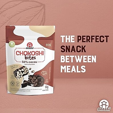 OKOSHI Chokoshi Bites 56% Cacau: Snack Fit Vegano 50g
