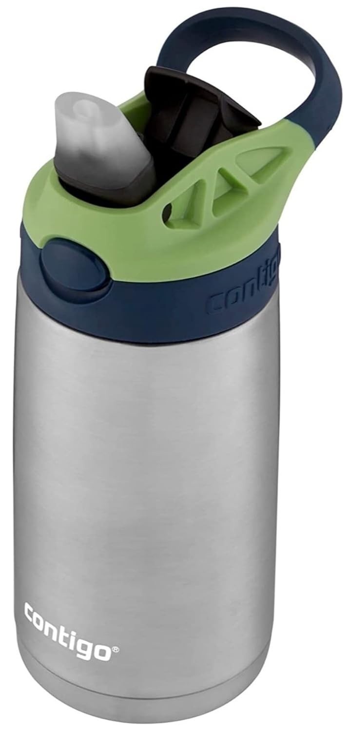 Garrafa Térmica Infantil Contigo Aubrey 384ml - Blueberry/Green Apple | Canudo Dobrável e Isolamento Térmico