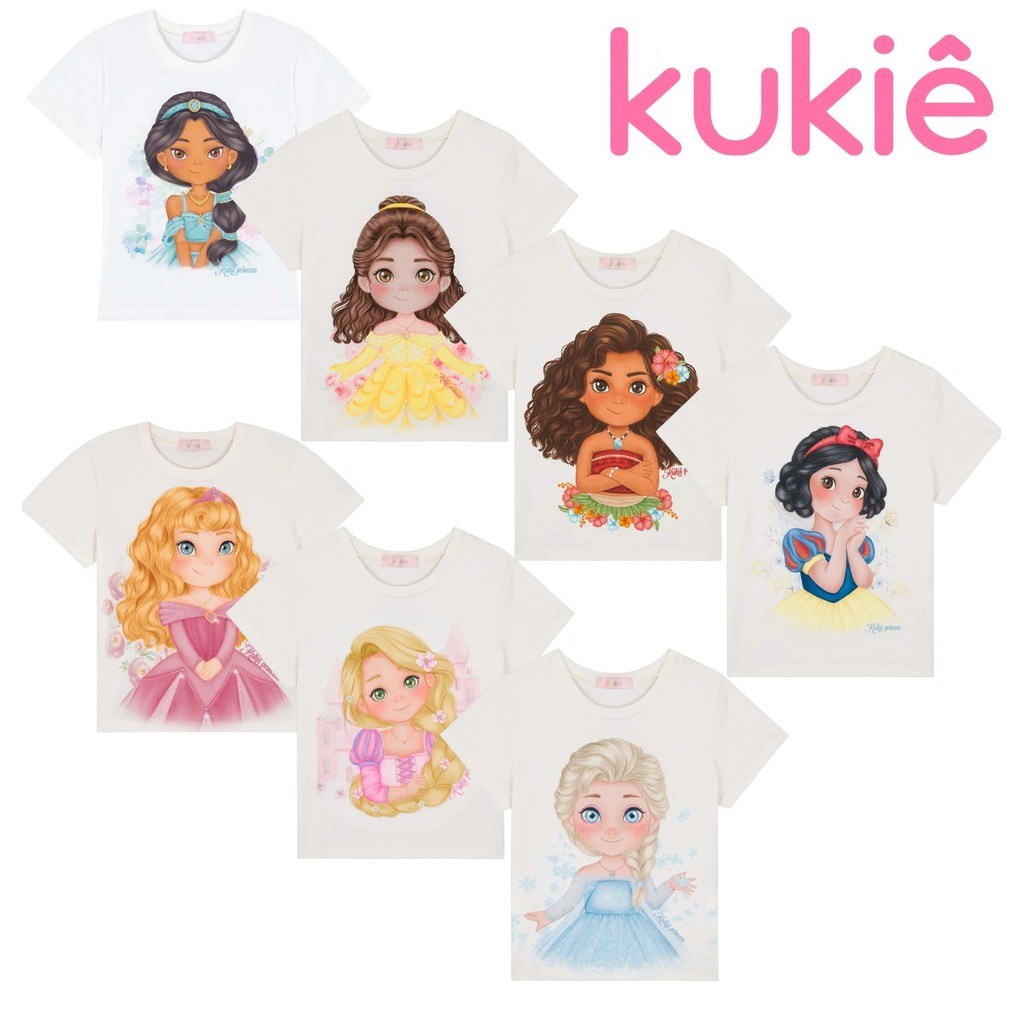 Blusa Infantil Princesas Moana e Frozen em Meia Malha