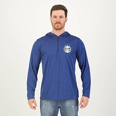 Blusão Grêmio Hoodie Azul Mescla – Estilo e Conforto Oficial