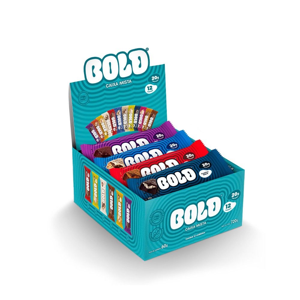 BOLD Snacks: Caixa com 12 Barras de 20g de Proteína