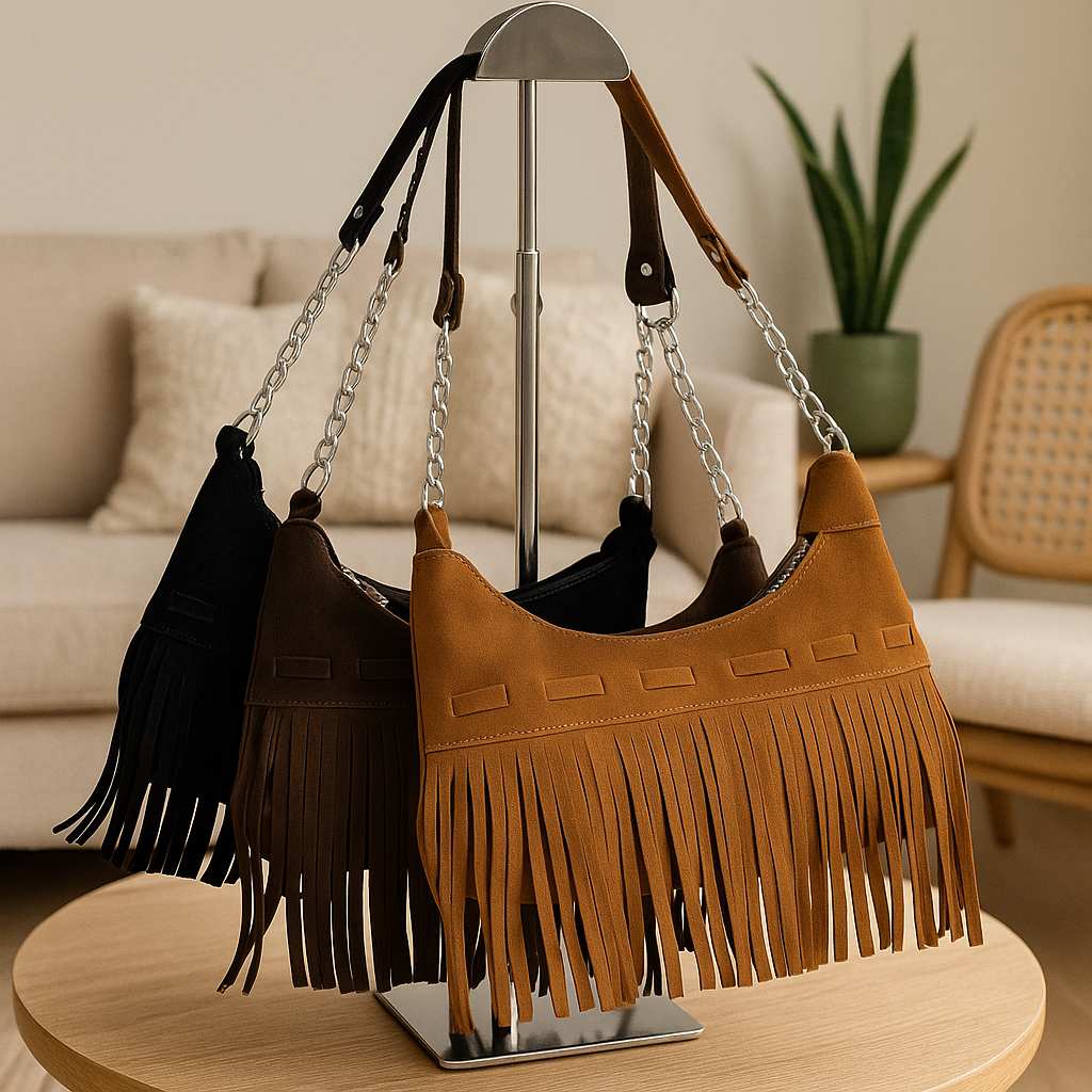 Bolsa Boho de Ombro com Franjas: Estilo Chic para Festas e Rodeio