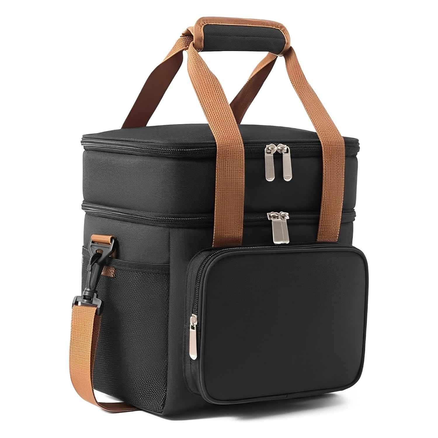 Bolsa Térmica Grande com 2 Compartimentos - Ideal para Marmita, Escola e Trabalho (Preto)