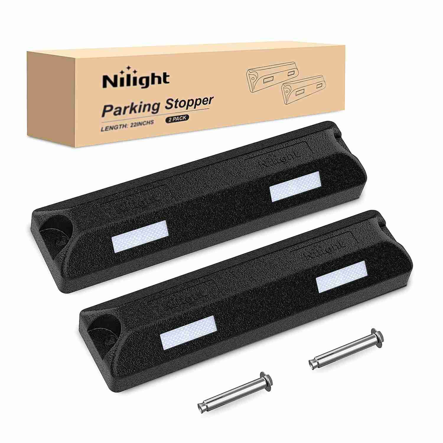 Nilight: Par de Batentes de Borracha para Garagem - Estacionamento Seguro e Preciso (55cm)