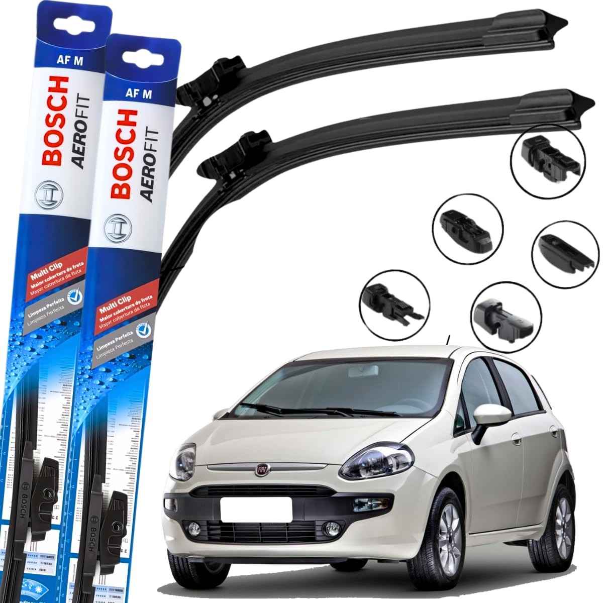 Par Palheta Limpador Parabrisa Bosch Aerofit Multiclip Fiat Punto 2007-2017