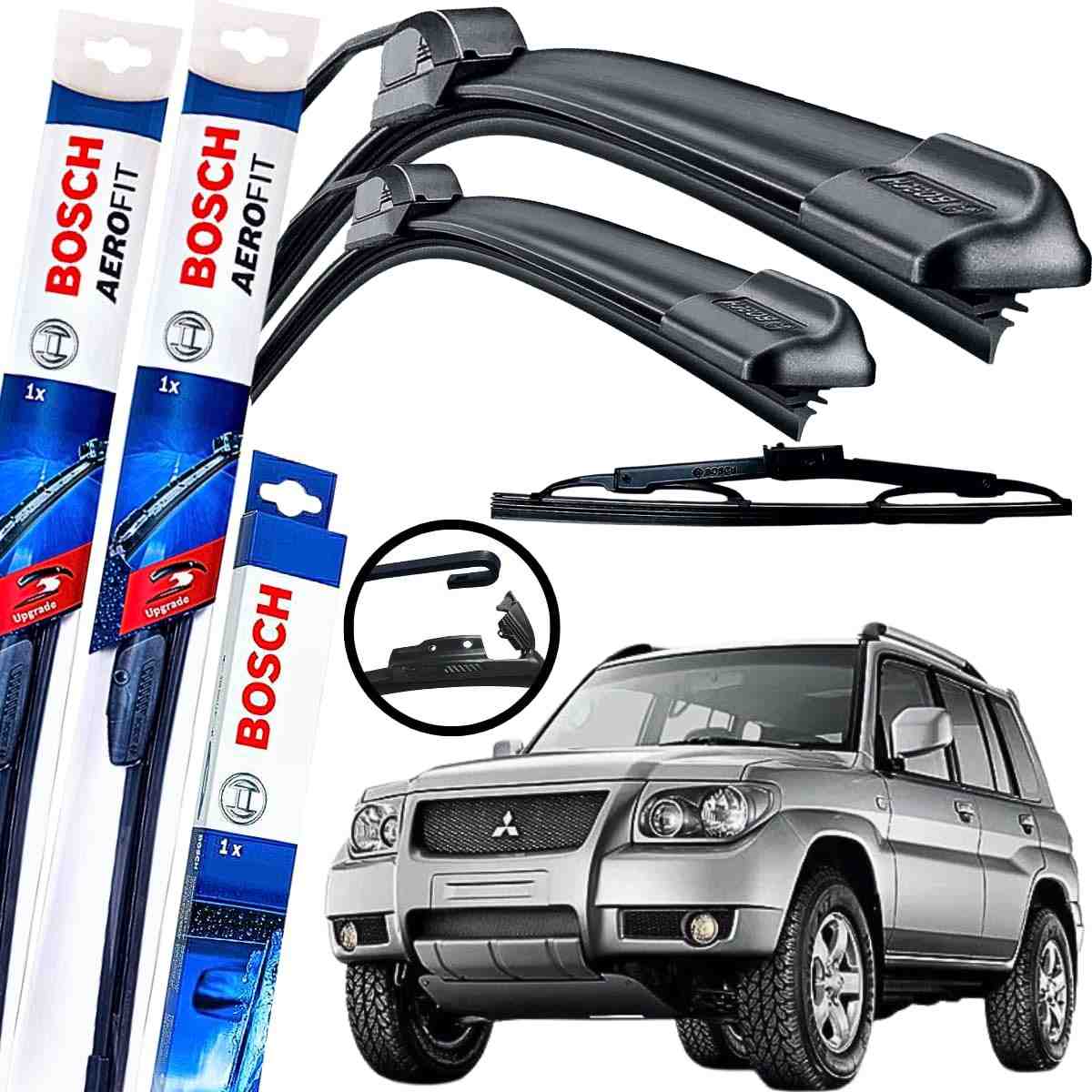 Kit Palhetas Limpador Parabrisa Bosch Aerofit Dianteiro + Traseiro Pajero TR4 2010-2015