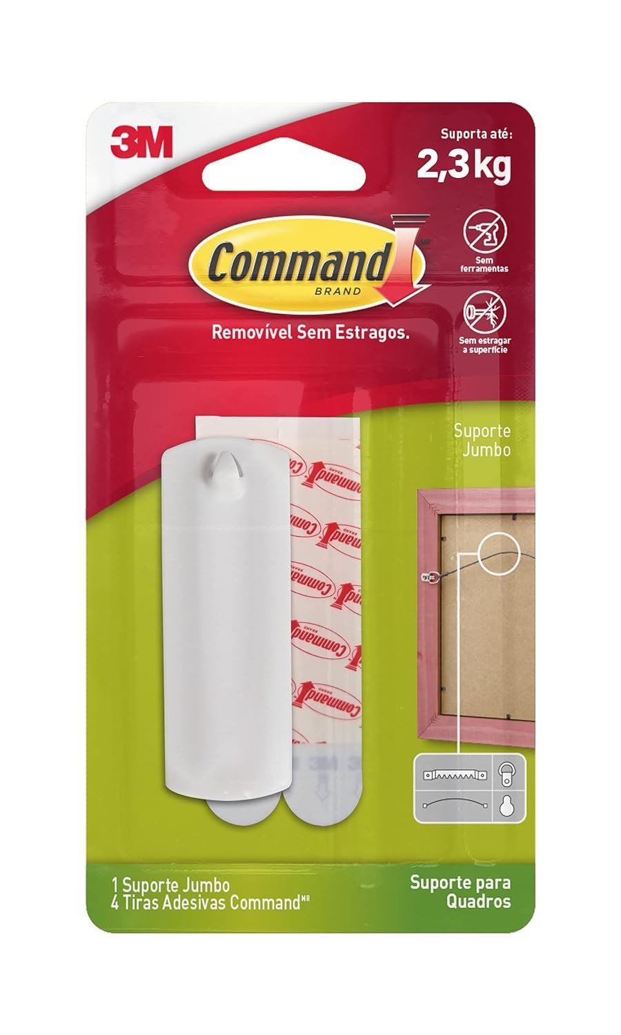 Suporte para Quadros 3M Command - Adesivo Removível sem Danos, Grande, Branco