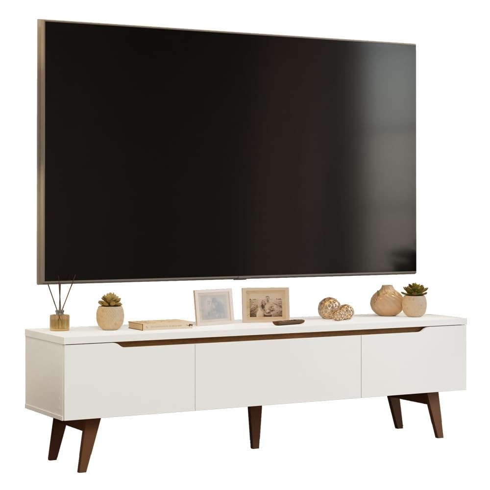 Rack para TV até 75" Madesa Reims 2P+1G - Design Moderno em Branco