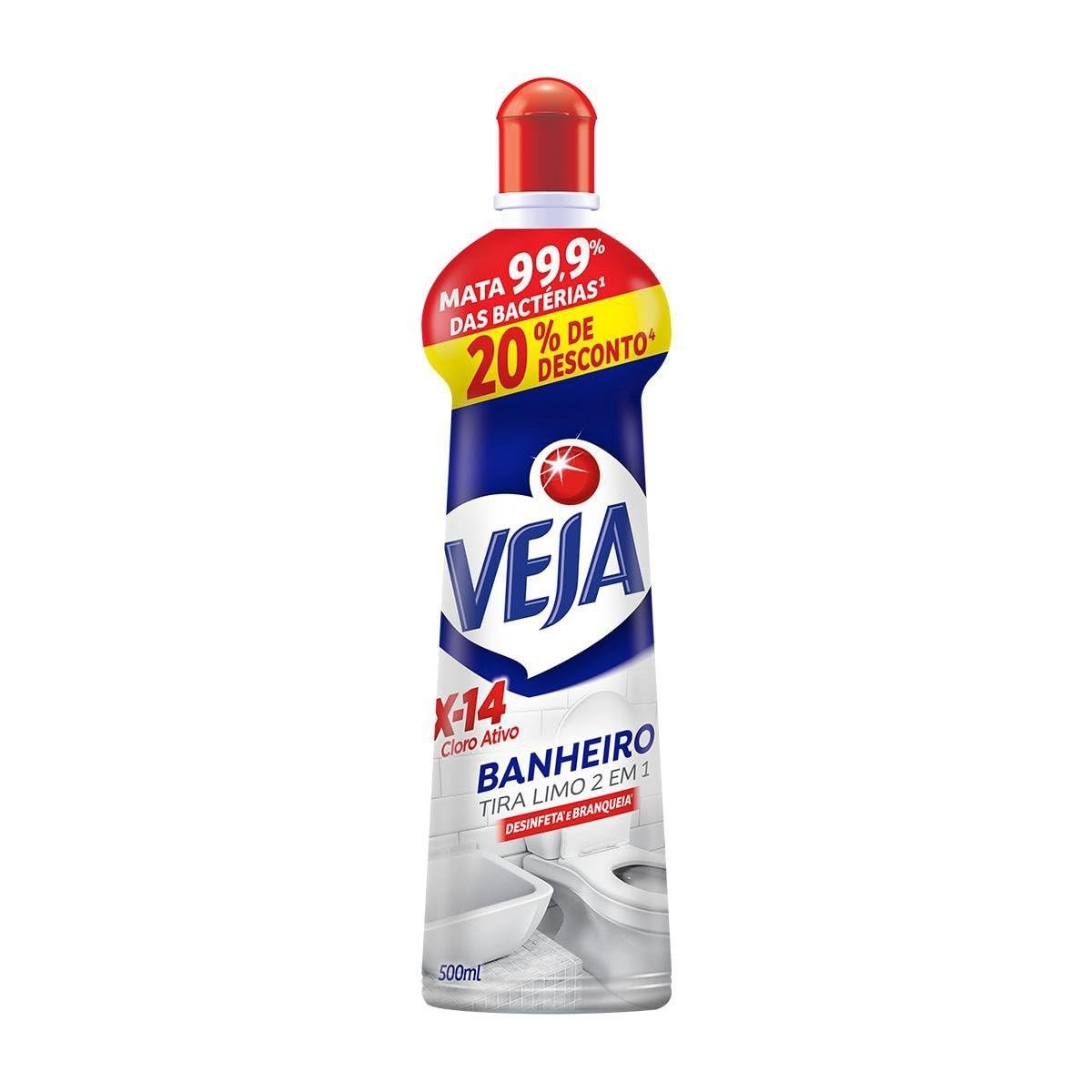 Tira Limo Veja Banheiro X14 500ml - Limpeza Profunda com Cloro e Branqueamento