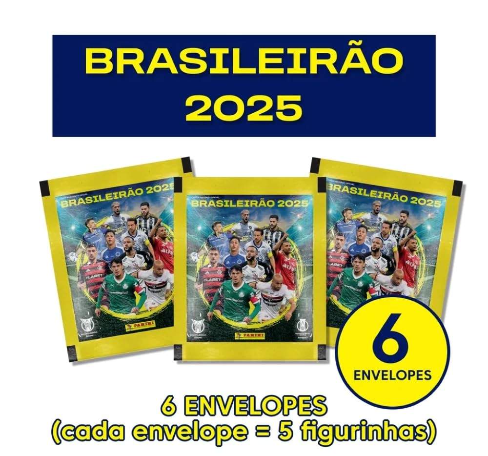 Kit 6 Envelopes Figurinhas Brasileirão 2025: Colecione os Craques do Futebol!