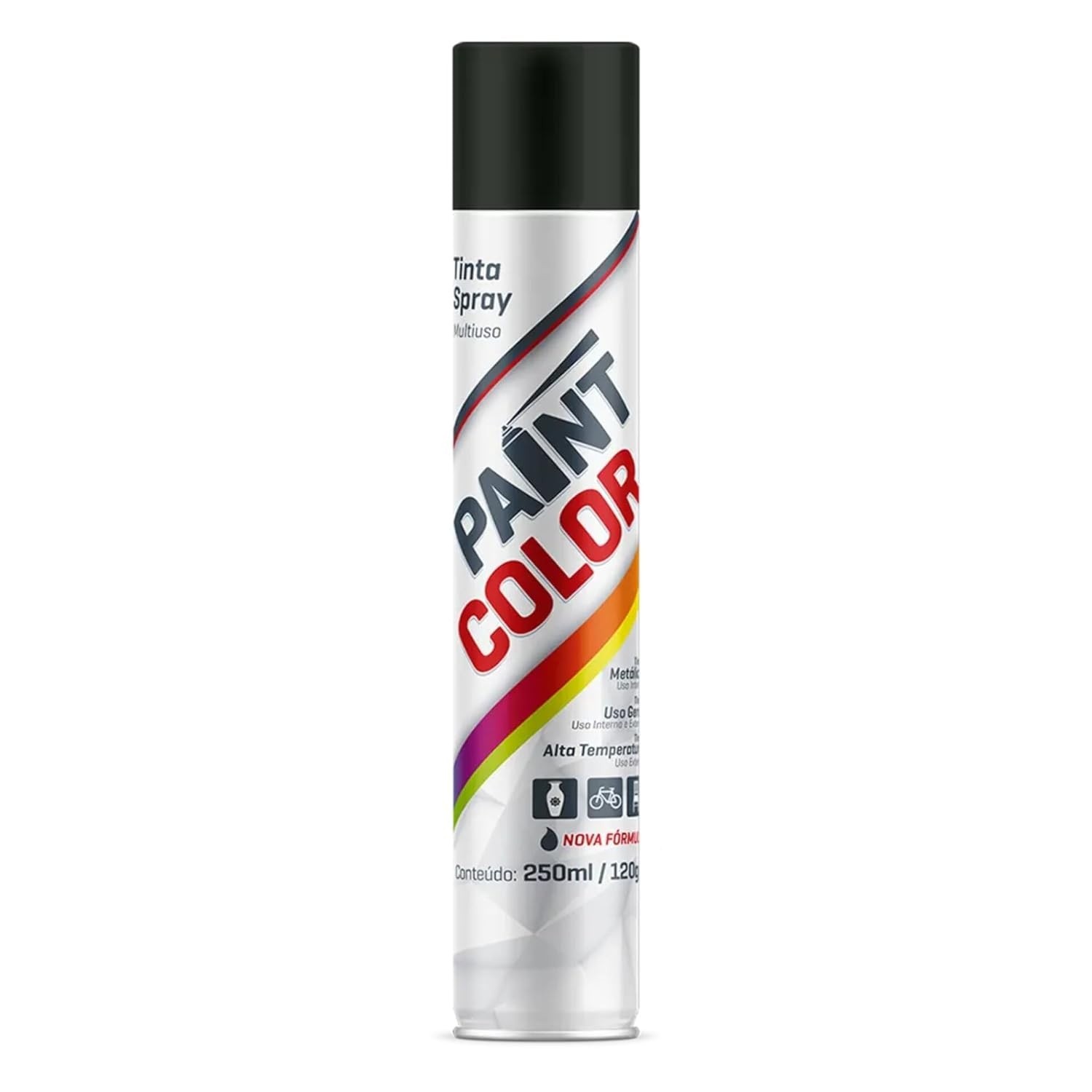 Tinta Spray Paint Color Preto Brilhante 250ml: Acabamento Profissional e Duradouro