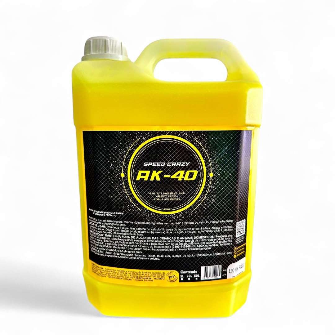 Shampoo Automotivo AK-40 Concentrado Speed Crazy 5L: Limpeza Profunda e Brilho Impecável