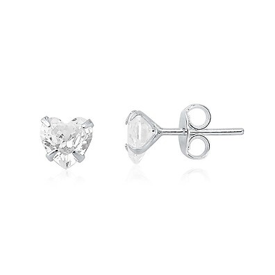 Brinco Prata 925 com Zircônia Coração - Elegância que Encanta