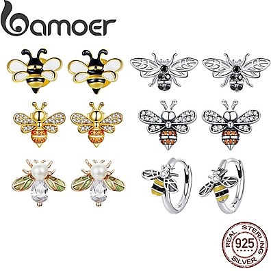 Brincos de Prata 925 Bamoer: Elegância em Forma de Abelha 🐝