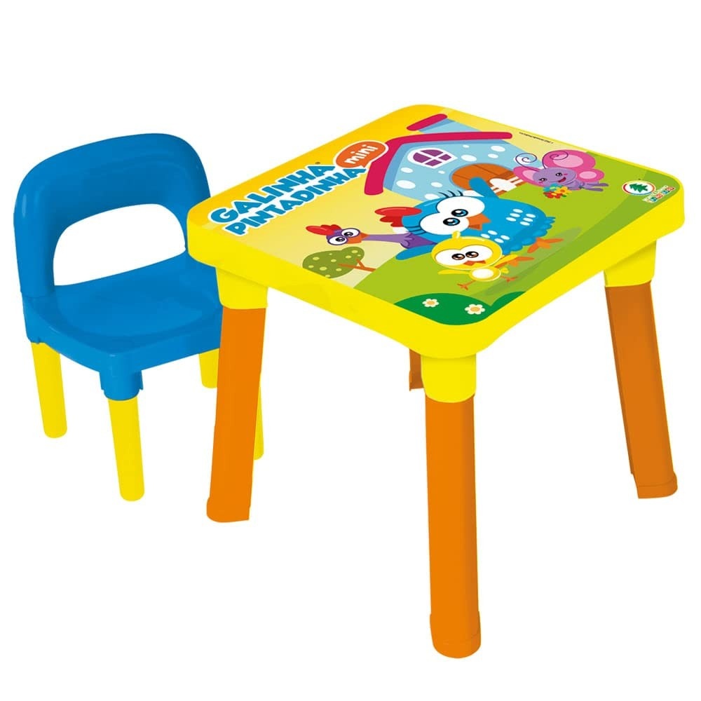 Mesa e Cadeira Galinha Pintadinha Infantil - Monte Líbano | Brinquedo Educativo para Bebês