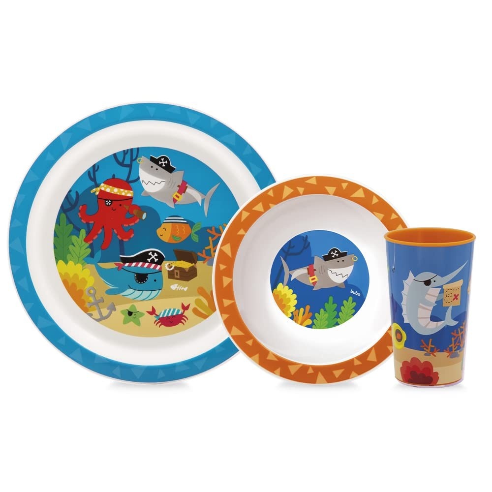 Buba Kit Refeição Aventuras - Pirata | Prato Divertido e Seguro para Crianças
